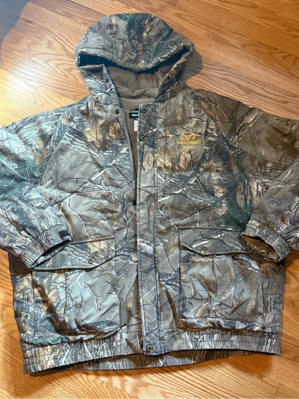 Realtree Men’s Camo Hooded Hunting Jacket - Green/Brown